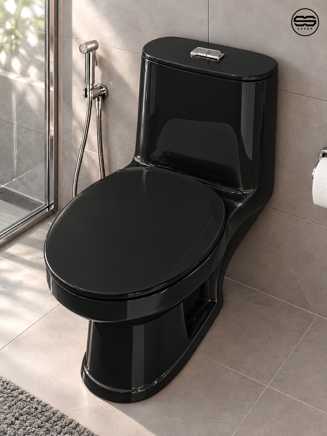 B-C BRITE-BLK Floor Commode