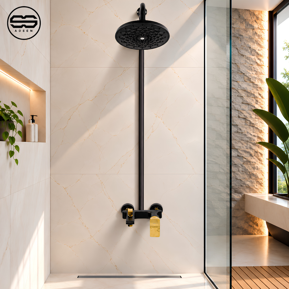ZF-9907 Black/Gold Shower Set